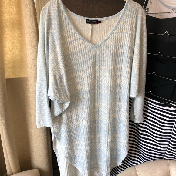 Dolce Bianca Sweaters - Dolce Bianca Light Blue Aztec sweater